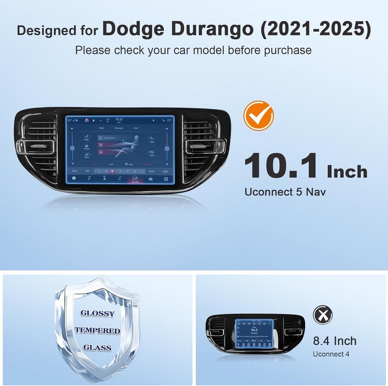 BSTW Screen Protector for 2021-2025 Dodge Durango SRT Hellcat Uconnect 5 Nav 10.1-Inch Touchscreen Tempered Glass Protective Film - Image 2